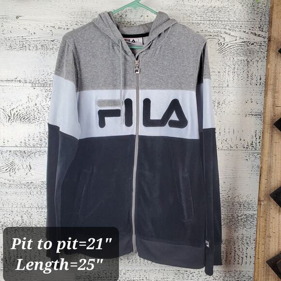 Fila Women Velour Hooded Track Jacket Outdoor Sweater Size XL - Picture 9 of 9